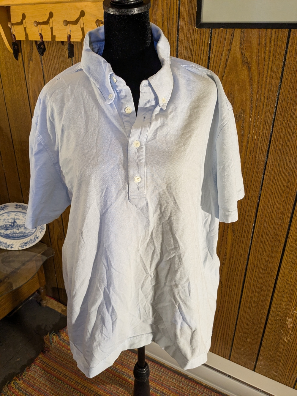 Banana Republic Barely Blue Polo with Button-Down Collar
